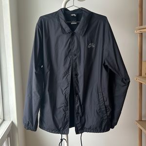 Nike SB Coaches Jacket Black Button Up Cinch Waist